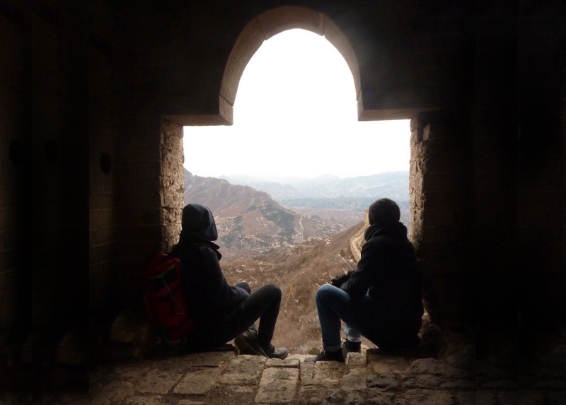 Lukas und Tobias auf der Chinesischen Mauer